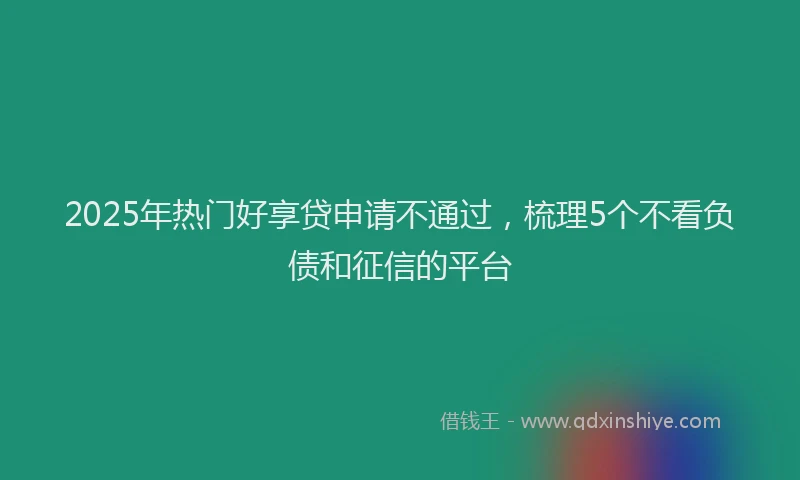 2025年热门好享贷申请不通过，梳理5个不看负债和征信的平台