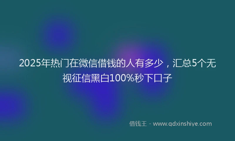 2025年热门在微信借钱的人有多少，汇总5个无视征信黑白100%秒下口子