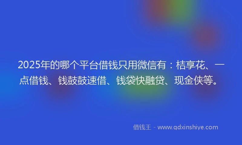 2025年的哪个平台借钱只用微信有：桔享花、一点借钱、钱鼓鼓速借、钱袋快融贷、现金侠等。