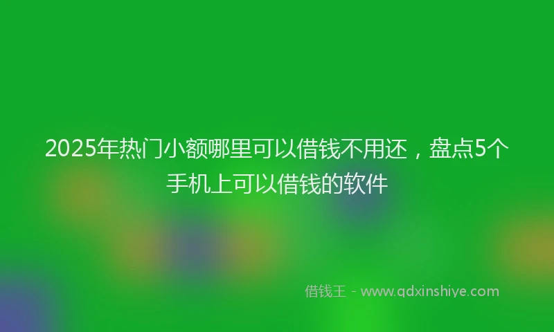 2025年热门小额哪里可以借钱不用还，盘点5个手机上可以借钱的软件