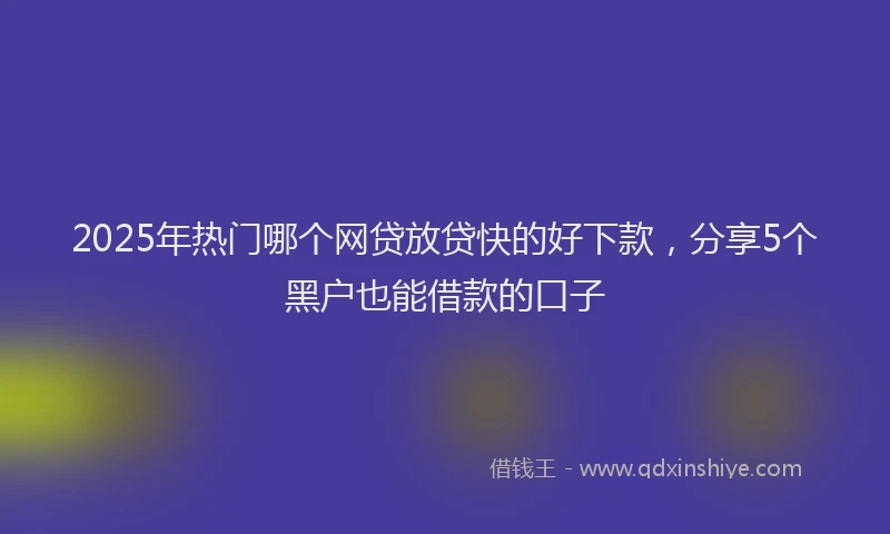 2025年热门哪个网贷放贷快的好下款，分享5个黑户也能借款的口子