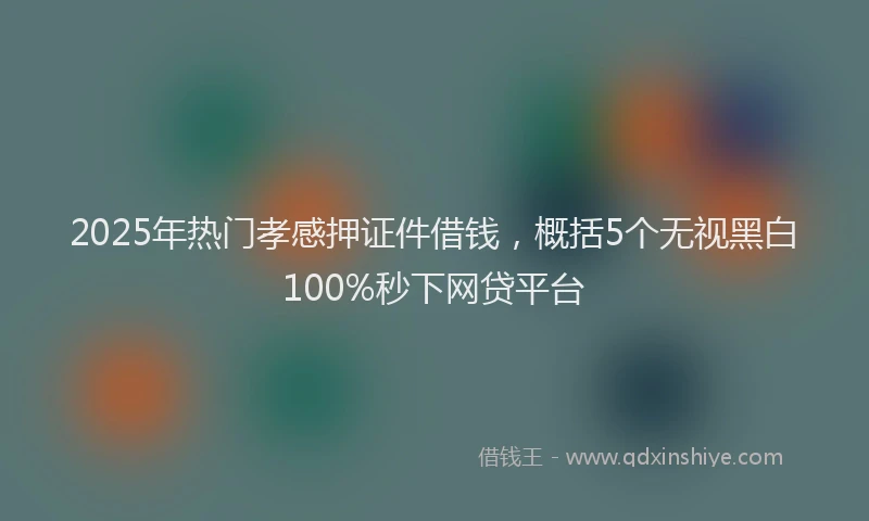 2025年热门孝感押证件借钱，概括5个无视黑白100%秒下网贷平台
