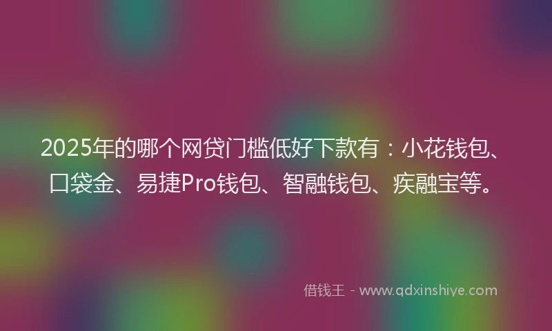 2025年的哪个网贷门槛低好下款有：小花钱包、口袋金、易捷Pro钱包、智融钱包、疾融宝等。