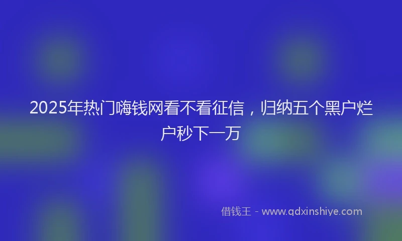 2025年热门嗨钱网看不看征信，归纳五个黑户烂户秒下一万
