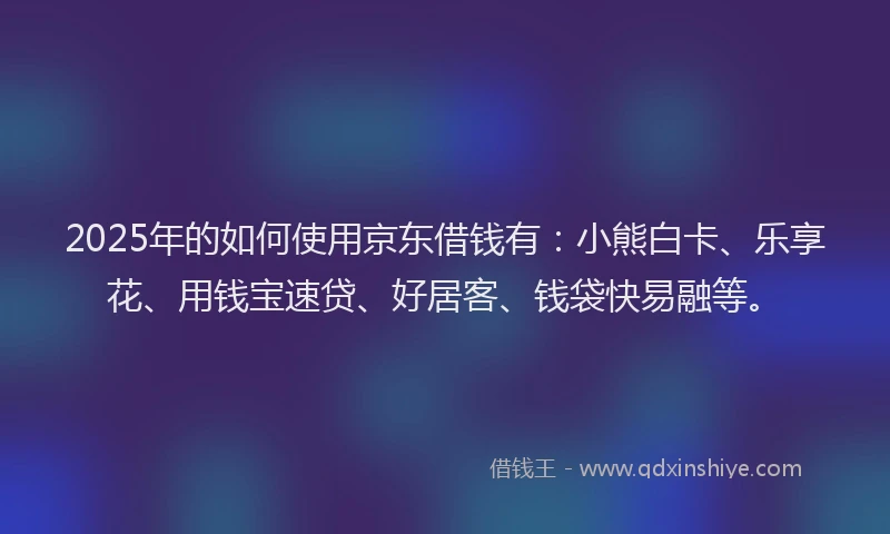 2025年的如何使用京东借钱有：小熊白卡、乐享花、用钱宝速贷、好居客、钱袋快易融等。