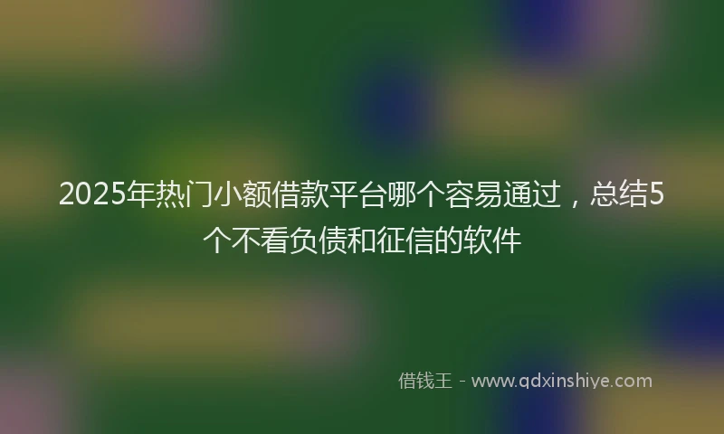 2025年热门小额借款平台哪个容易通过，总结5个不看负债和征信的软件