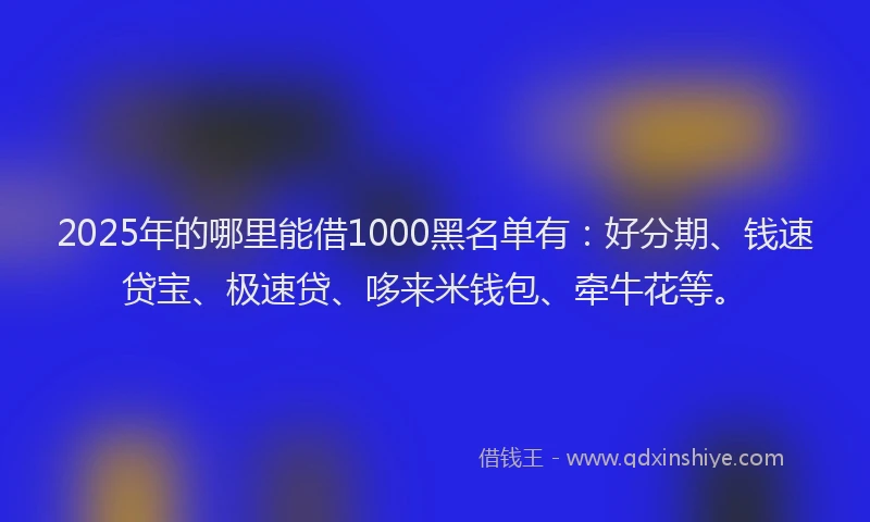 2025年的哪里能借1000黑名单有：好分期、钱速贷宝、极速贷、哆来米钱包、牵牛花等。