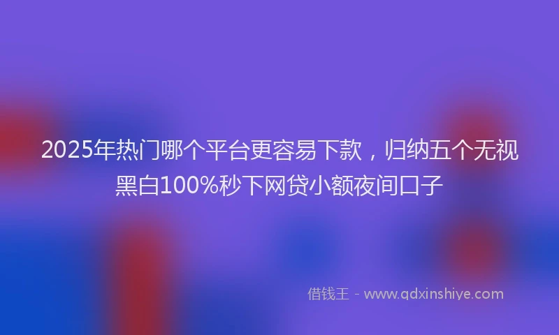 2025年热门哪个平台更容易下款，归纳五个无视黑白100%秒下网贷小额夜间口子