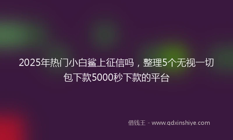 2025年热门小白鲨上征信吗，整理5个无视一切包下款5000秒下款的平台