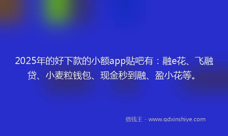 2025年的好下款的小额app贴吧有：融e花、飞融贷、小麦粒钱包、现金秒到融、盈小花等。