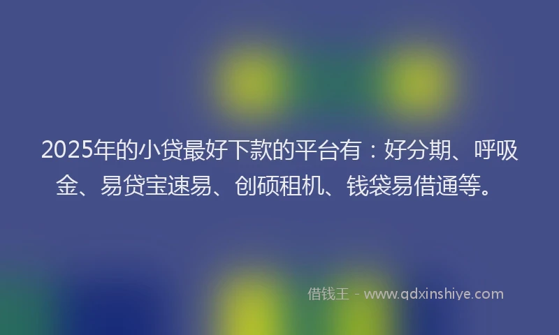 2025年的小贷最好下款的平台有：好分期、呼吸金、易贷宝速易、创硕租机、钱袋易借通等。