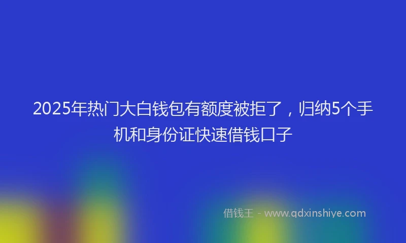 2025年热门大白钱包有额度被拒了，归纳5个手机和身份证快速借钱口子