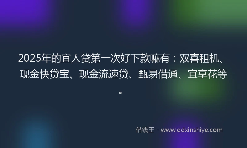 2025年的宜人贷第一次好下款嘛有：双喜租机、现金快贷宝、现金流速贷、甄易借通、宜享花等。