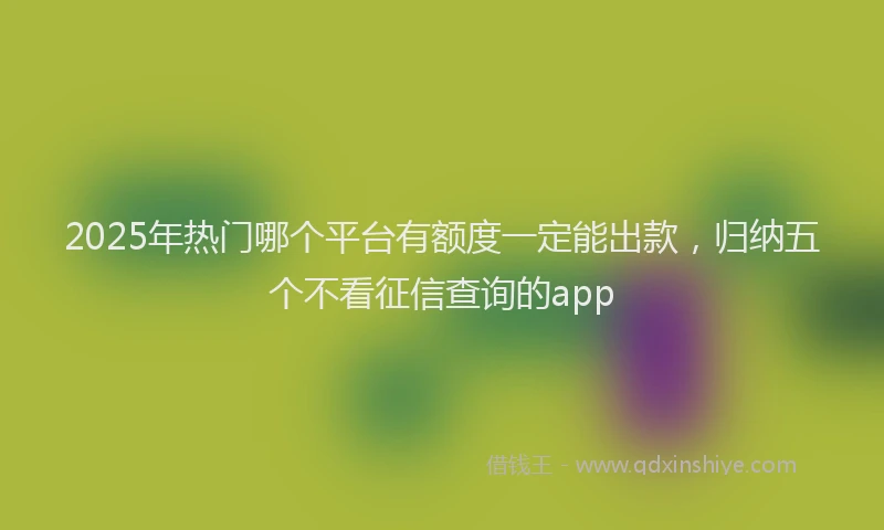 2025年热门哪个平台有额度一定能出款，归纳五个不看征信查询的app