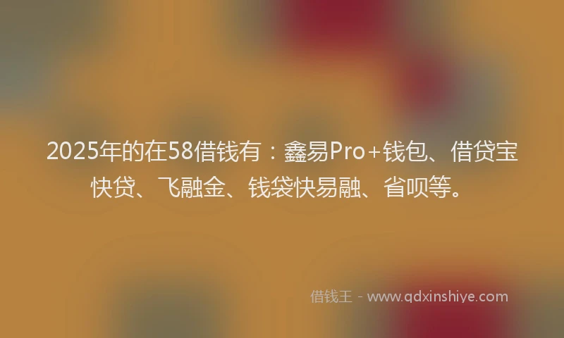 2025年的在58借钱有：鑫易Pro+钱包、借贷宝快贷、飞融金、钱袋快易融、省呗等。