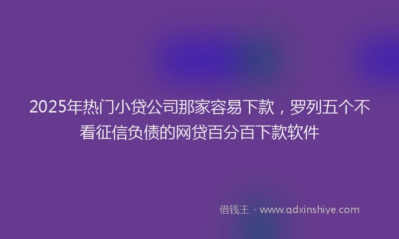 2025年热门小贷公司那家容易下款，罗列五个不看征信负债的网贷百分百下款软件
