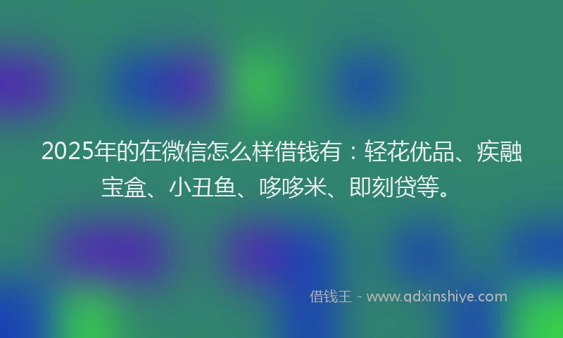 2025年的在微信怎么样借钱有：轻花优品、疾融宝盒、小丑鱼、哆哆米、即刻贷等。