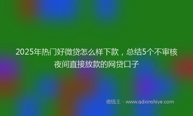 2025年热门好微贷怎么样下款，总结5个不审核夜间直接放款的网贷口子