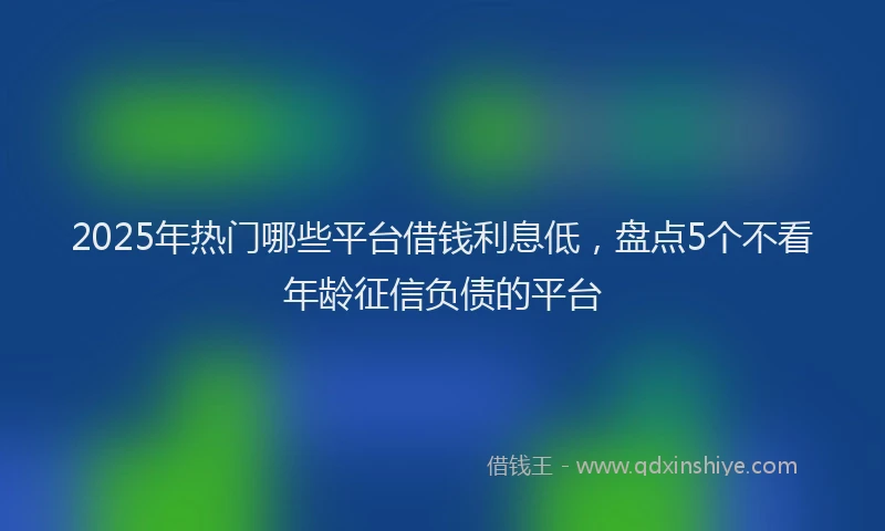 2025年热门哪些平台借钱利息低，盘点5个不看年龄征信负债的平台
