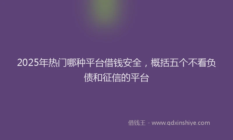 2025年热门哪种平台借钱安全，概括五个不看负债和征信的平台