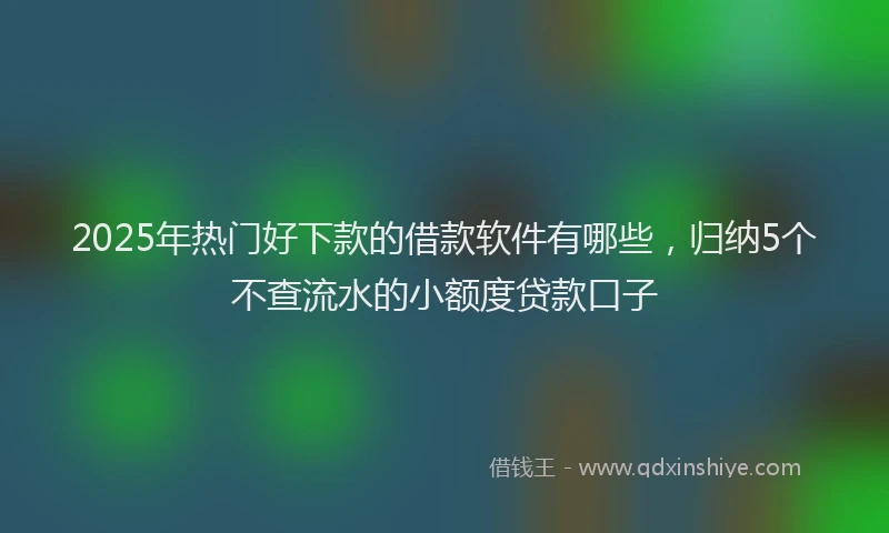 2025年热门好下款的借款软件有哪些，归纳5个不查流水的小额度贷款口子