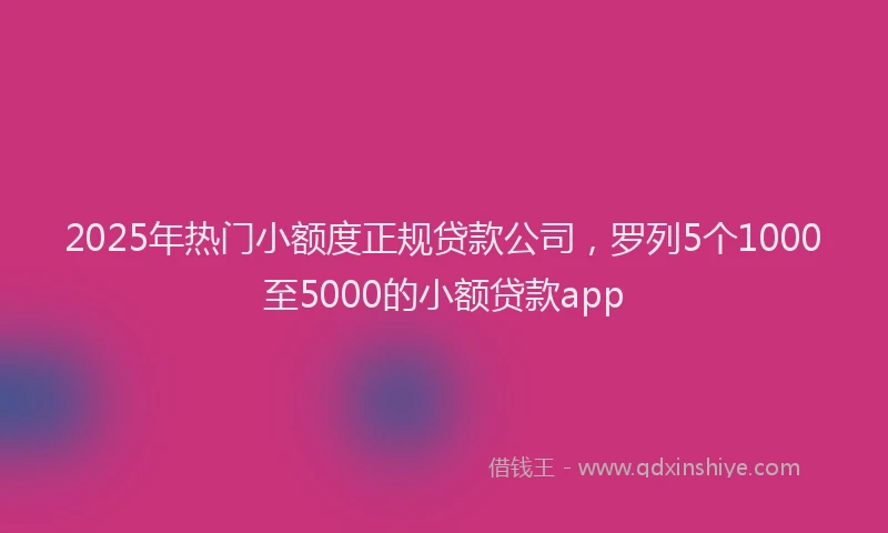 2025年热门小额度正规贷款公司，罗列5个1000至5000的小额贷款app