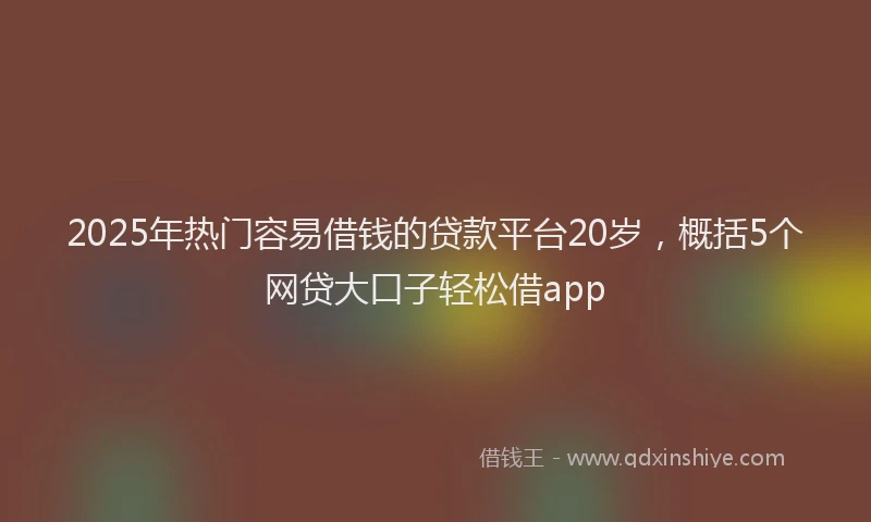 2025年热门容易借钱的贷款平台20岁，概括5个网贷大口子轻松借app