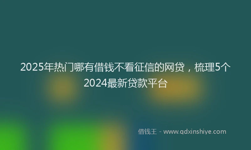 2025年热门哪有借钱不看征信的网贷，梳理5个2024最新贷款平台