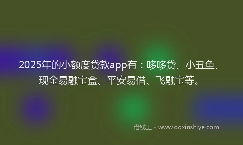 2025年的小额度贷款app有：哆哆贷、小丑鱼、现金易融宝盒、平安易借、飞融宝等。