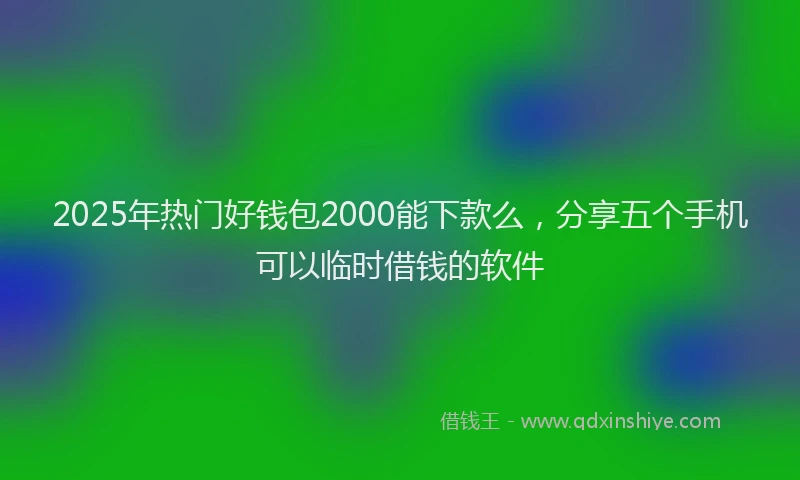 2025年热门好钱包2000能下款么,分享五个手机可以临时借钱的软件