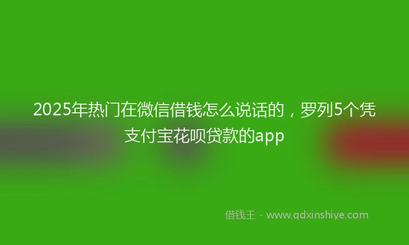 2025年热门在微信借钱怎么说话的，罗列5个凭支付宝花呗贷款的app