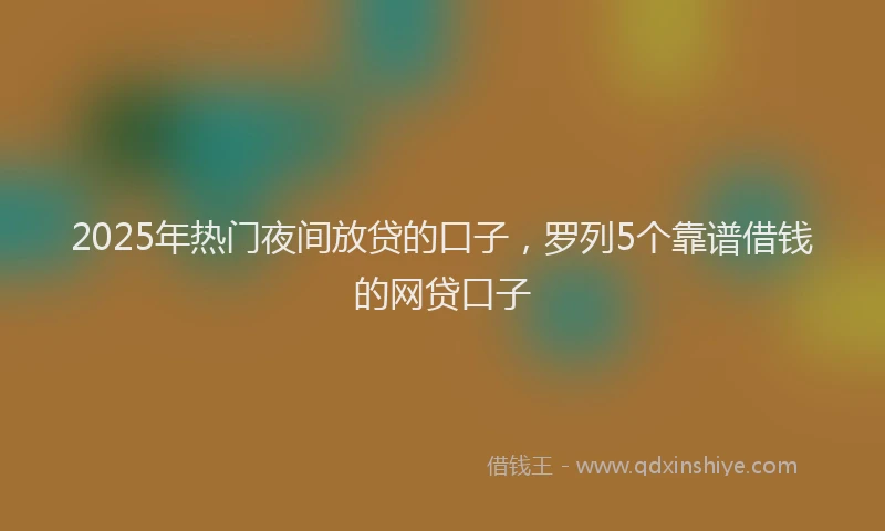 2025年热门夜间放贷的口子，罗列5个靠谱借钱的网贷口子
