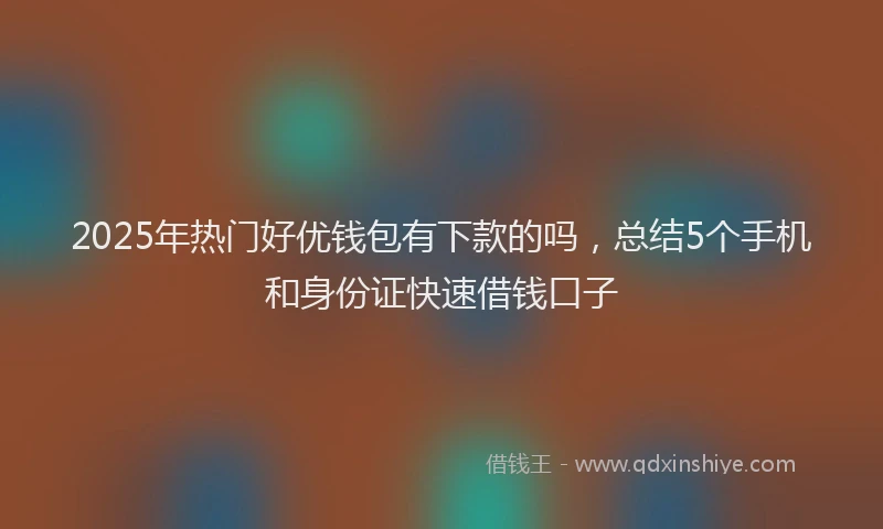 2025年热门好优钱包有下款的吗,总结5个手机和身份证快速借钱口子