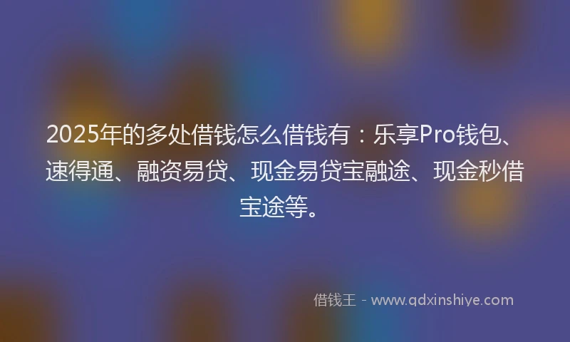 2025年的多处借钱怎么借钱有：乐享Pro钱包、速得通、融资易贷、现金易贷宝融途、现金秒借宝途等。