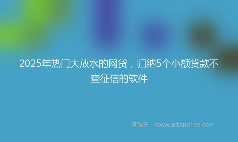 2025年热门大放水的网贷，归纳5个小额贷款不查征信的软件