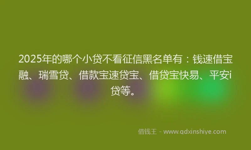 2025年的哪个小贷不看征信黑名单有：钱速借宝融、瑞雪贷、借款宝速贷宝、借贷宝快易、平安i贷等。