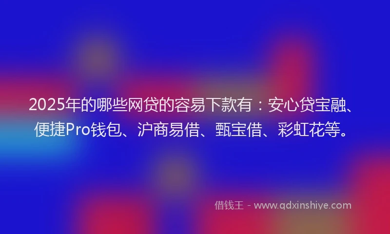 2025年的哪些网贷的容易下款有：安心贷宝融、便捷Pro钱包、沪商易借、甄宝借、彩虹花等。