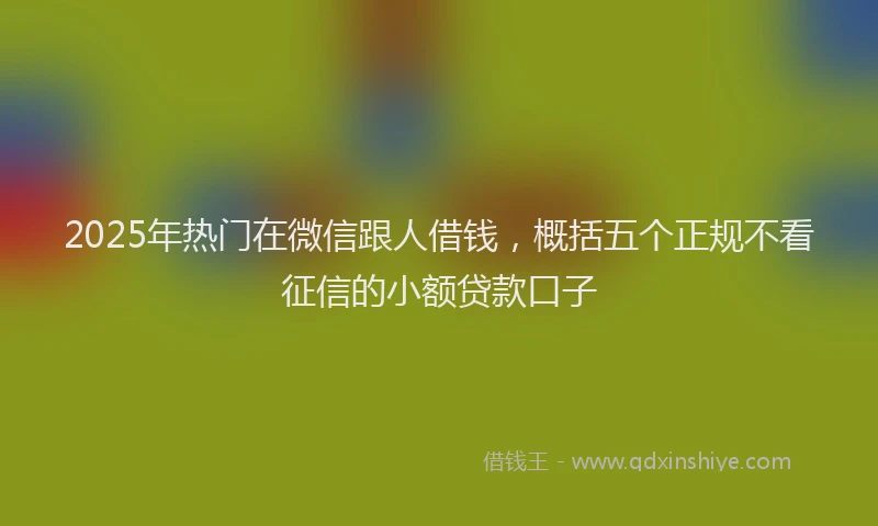 2025年热门在微信跟人借钱，概括五个正规不看征信的小额贷款口子