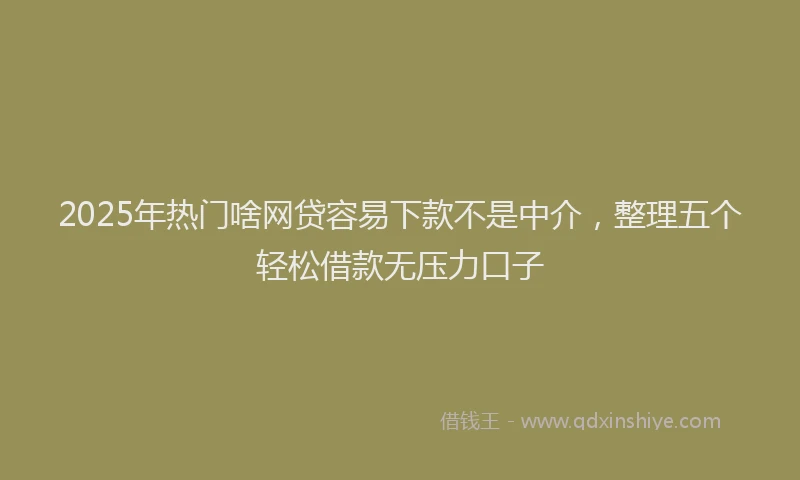 2025年热门啥网贷容易下款不是中介，整理五个轻松借款无压力口子