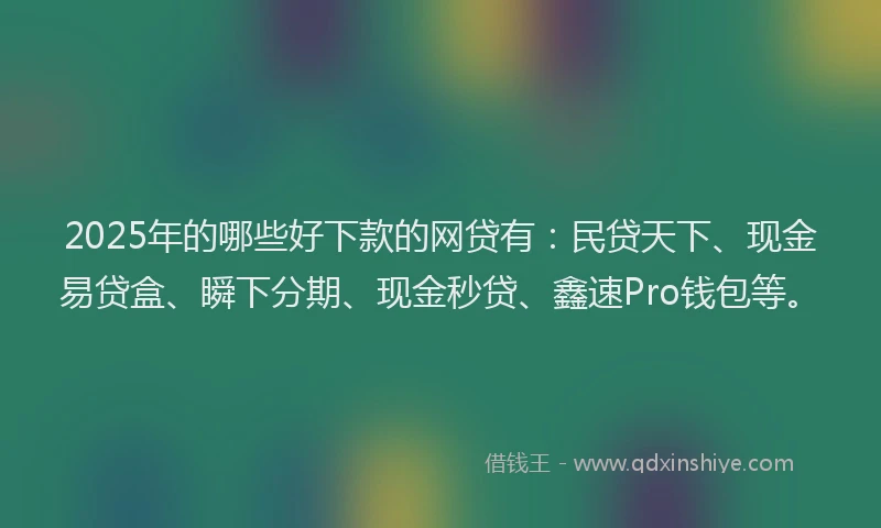 2025年的哪些好下款的网贷有：民贷天下、现金易贷盒、瞬下分期、现金秒贷、鑫速Pro钱包等。