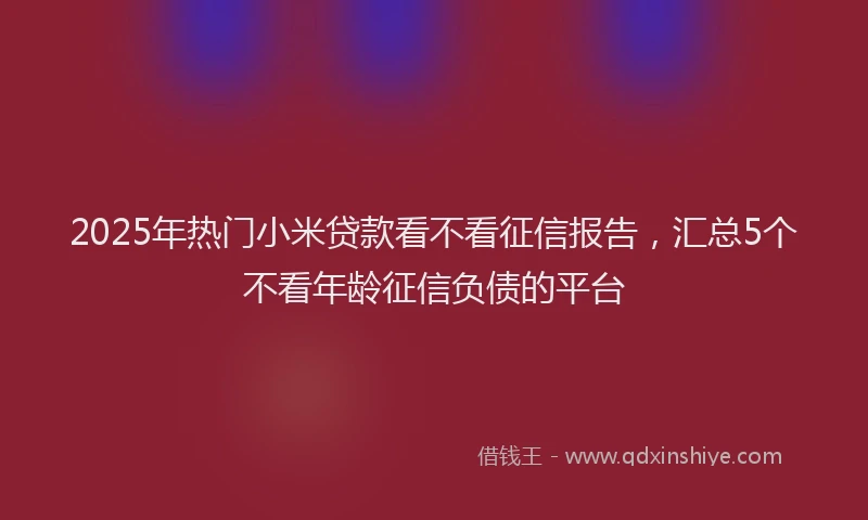 2025年热门小米贷款看不看征信报告,汇总5个不看年龄征信负债的平台