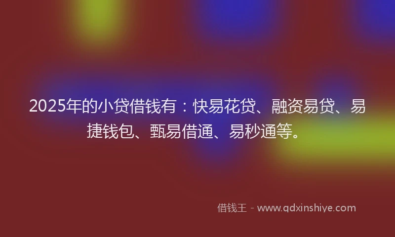 2025年的小贷借钱有:快易花贷、融资易贷、易捷钱包、甄易借通、易秒通等。