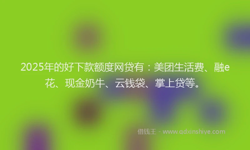 2025年的好下款额度网贷有：美团生活费、融e花、现金奶牛、云钱袋、掌上贷等。