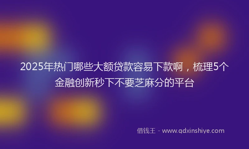 2025年热门哪些大额贷款容易下款啊，梳理5个金融创新秒下不要芝麻分的平台