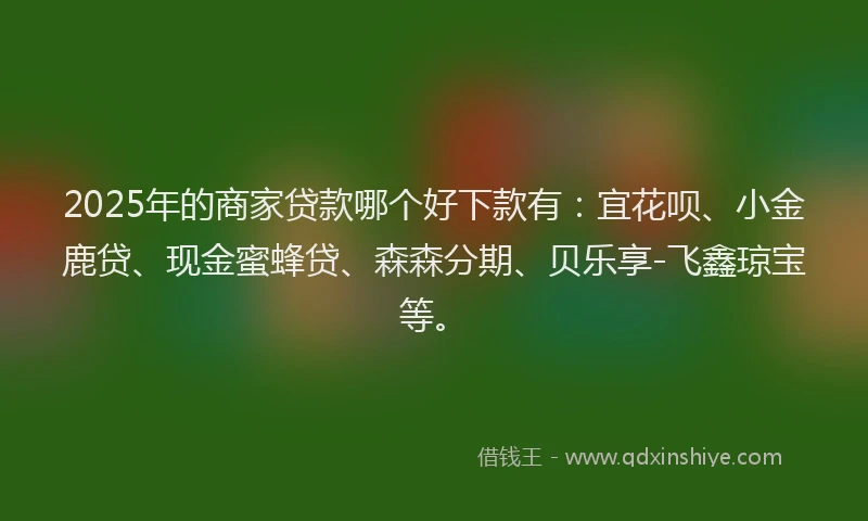2025年的商家贷款哪个好下款有：宜花呗、小金鹿贷、现金蜜蜂贷、森森分期、贝乐享-飞鑫琼宝等。