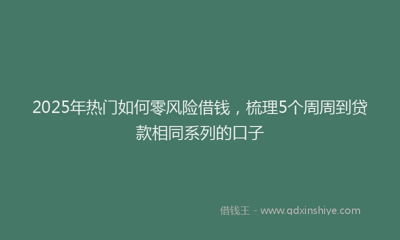 2025年热门如何零风险借钱，梳理5个周周到贷款相同系列的口子