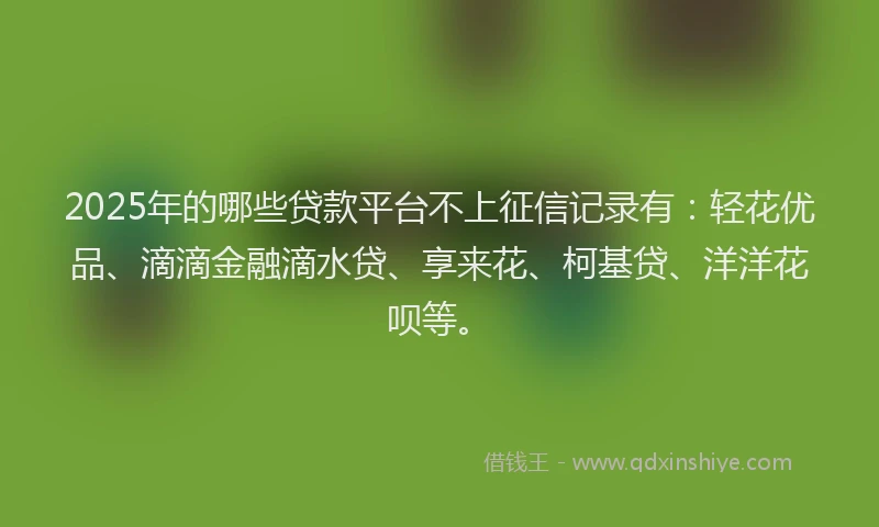 2025年的哪些贷款平台不上征信记录有：轻花优品、滴滴金融滴水贷、享来花、柯基贷、洋洋花呗等。