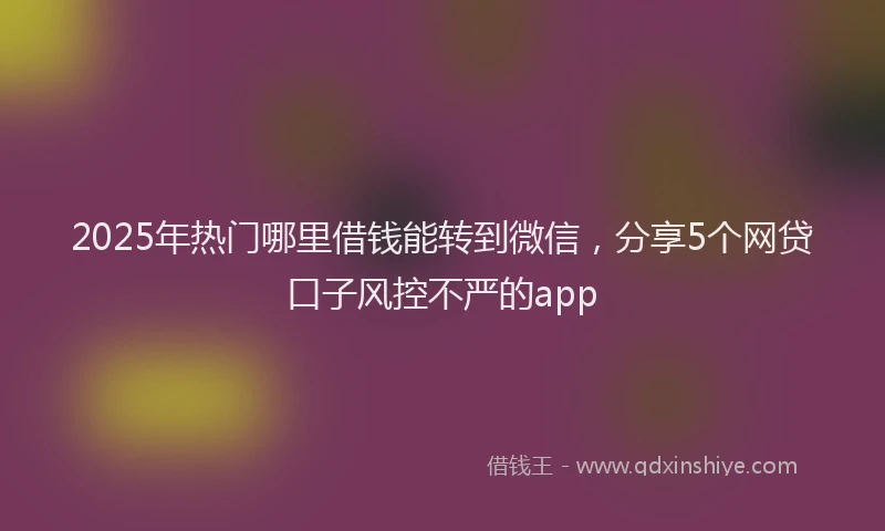 2025年热门哪里借钱能转到微信，分享5个网贷口子风控不严的app