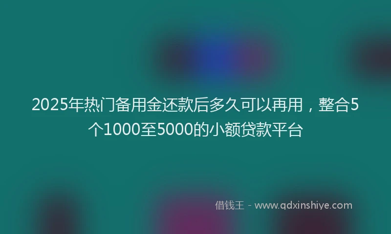 2025年热门备用金还款后多久可以再用，整合5个1000至5000的小额贷款平台