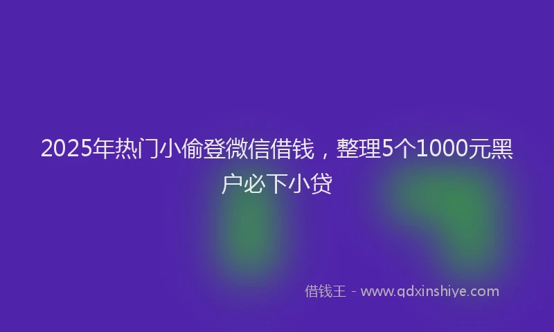 2025年热门小偷登微信借钱，整理5个1000元黑户必下小贷